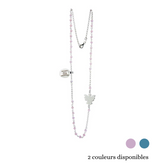 Chapelet collier argent 925 perle cristal avec colombe de la paix - 2 couleurs au choix (prix à l'unité) - SERAL I Souvenirs de Lourdes